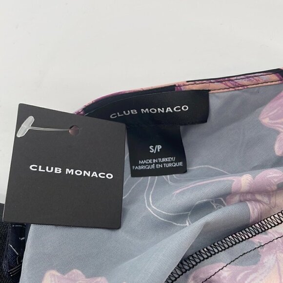 CLUB Monaco NWT Ruched Flutter Sleeve Top floral career shirt sz small - Picture 5 of 12